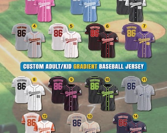 Camisa de beisebol personalizada com listras e nome do time, número e logotipo, camisa para homens, mulheres, jovens, crianças, presentes para amantes de beisebol, fãs, camisa de casal