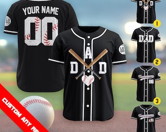 Maglia da baseball personalizzata con nome, numero e logo per papà, regalo personalizzato per la festa del papà per la squadra, regalo per il marito, regalo per papà, regalo per lui