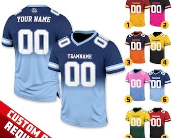 Personalized Gradient Football Team Jersey, Custom Front Back Football V-neck Jersey For Men, Custom Team Sport Uniform Football Fan Lovers
