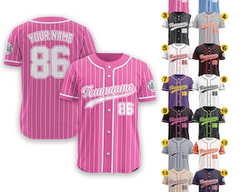 Camisa de beisebol personalizada com listras e nome do time, número e logotipo, camisa para homens, mulheres, jovens e crianças, presentes para amantes de beisebol, camisas para casais