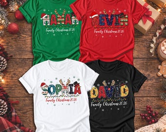 Custom Matching Christmas Shirt with Name Nickname Text, Family Reunion Shirt, Christmas Name Shirt, Xmas Gifts Holiday Shirts for Christmas