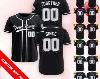 Personalized Pinstripe Together Since Baseball Jersey, Custom Couple Jersey for Anniversary Wedding Valentine, Matching Couple Jersey