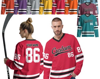 Camiseta de hockey sobre hielo personalizada para hombres, mujeres y jóvenes fanáticos, sudadera de hockey con nombre, número y logotipo personalizados, uniforme deportivo para equipo, regalo