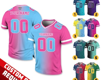 Custom Team Name Number Gradient Football Jersey for Men Women Youth Preschool, Game Day Outfit, Personalized Gradient Football Jersey Gift