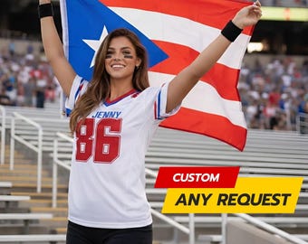 Custom Puerto Rican Football Jersey Shirt, Personalized Name Number Sunday Football tee Jersey Gift for Fans
