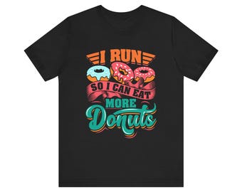 Camiseta divertida para correr: "Corriendo por donas": camiseta con cita humorística para corredores, camiseta para amantes de correr