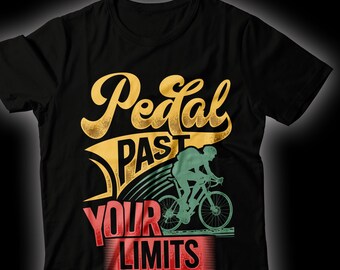 Camiseta de ciclismo inspiradora: "Pedalea más allá de tus límites": camiseta con cita motivacional de ciclista, camiseta con frase apasionada del ciclismo