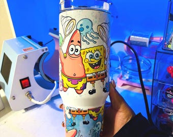 best day ever sponge 40oz tumbler. Tumbler set includes handle chain, matching straw & lid topper