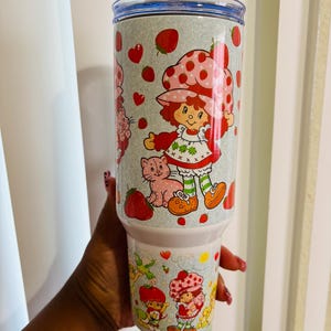 sliver strawberry and friends 40oz tumbler