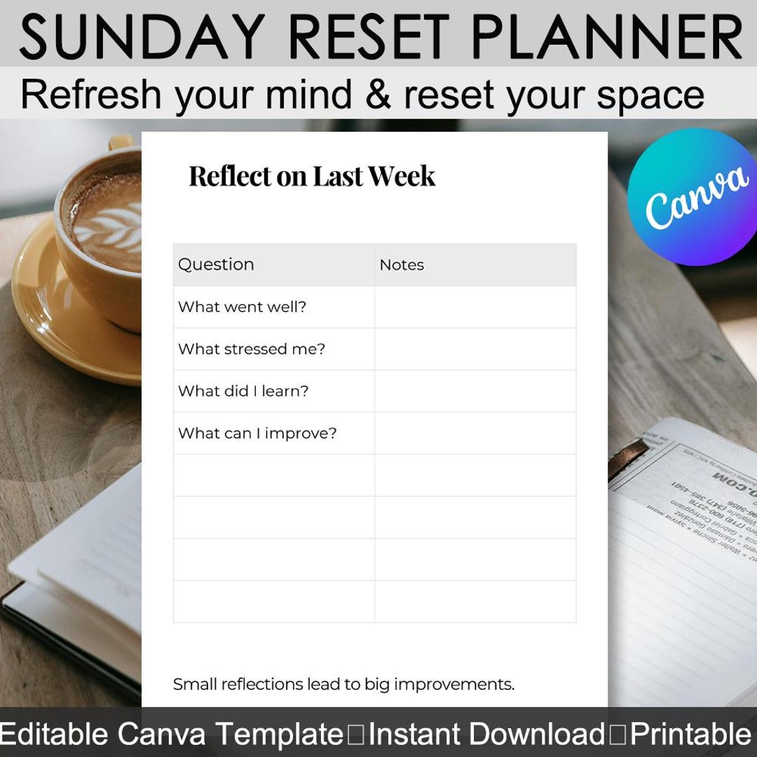 Sunday Reset Clean Checklist.pdf Sunday Reset Planner Printable, Weekly Reset Routine Planner, Self Care ...