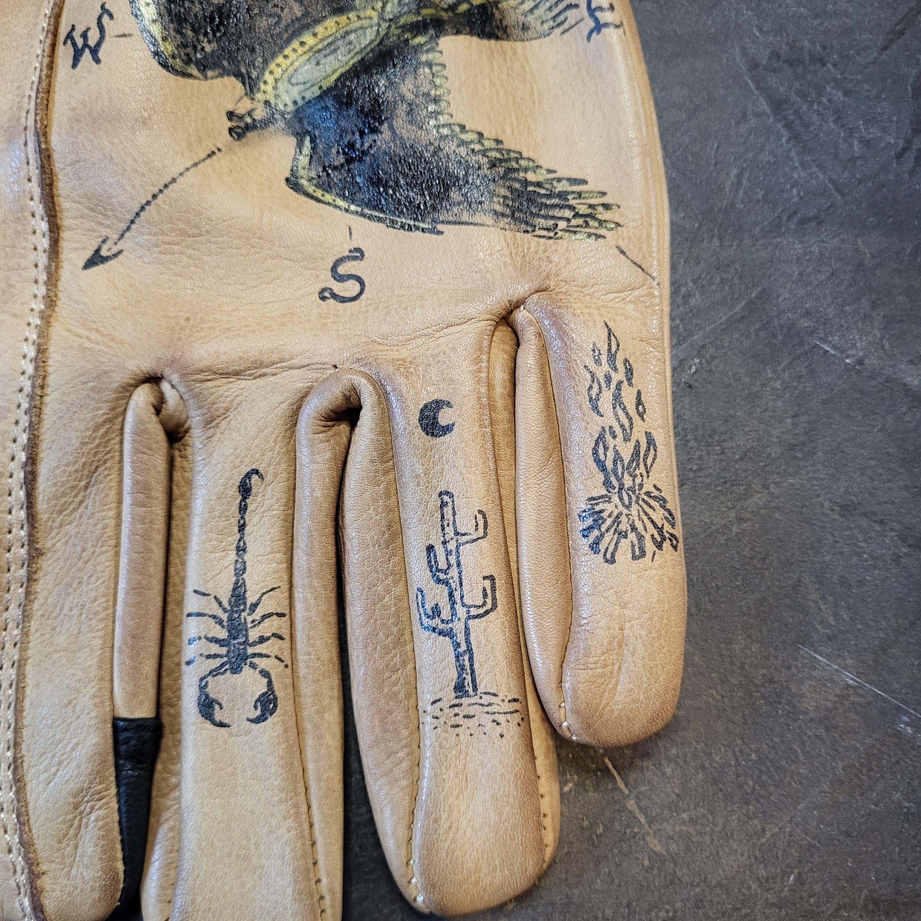 Custom Tattoo Gloves, Hand Drawn Illustrations, for Wild Souls & Rebels ...