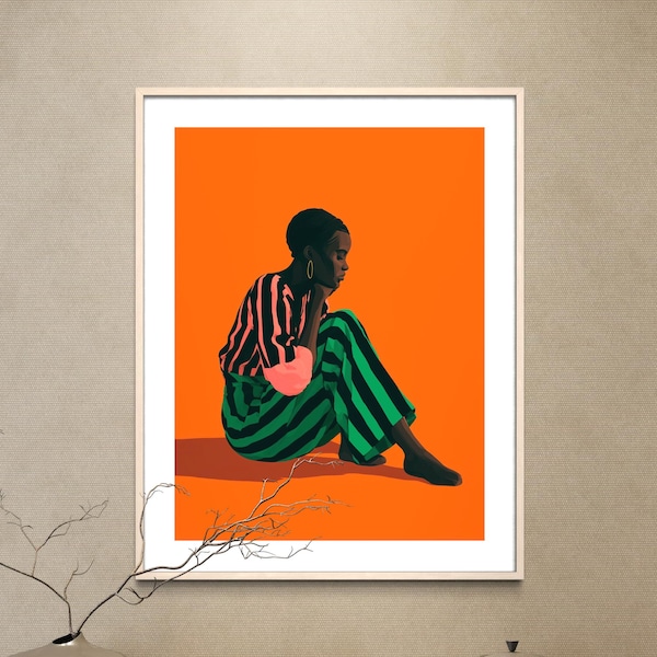 Black Art Print, Black Woman Art, Black Girl Portrait, Abstract Black Art, Urban Wall Art, African American Art, Afrocentric Wall Art Print
