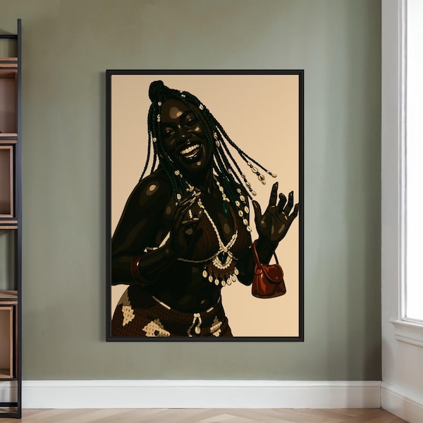 Black Art Print, Black Girl Wall Art, Black Woman Art, Afro Fashion Poster, African American Art, Afrocentric Wall Art, Urban Wall Art Print