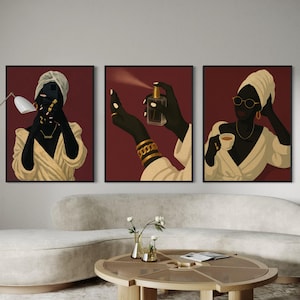 Black Woman Art Prints: 3-Piece African American Wall Art (Digital Download)