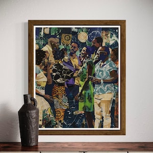 Black Art Decor, Black Woman Art, Black Man Artwork, Afrocentric Wall Art, Urban Collage Art, Black Culture Print, Black People Artwork