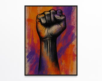 Abstrakte schwarze Kunst, Black Power Faust Kunst, Afrocentric Wandkunst, schwarze Frau Kunst, schwarze Kunstdrucke, schwarzer Mann Kunstwerk, afroamerikanische Kunst