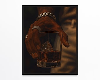 Black Man Wall Art, Scotch Whiskey Print, Black Girl Wall Art, Black Man Cave Print, Urban Wall Art, Black Woman Art, Black Art Prints