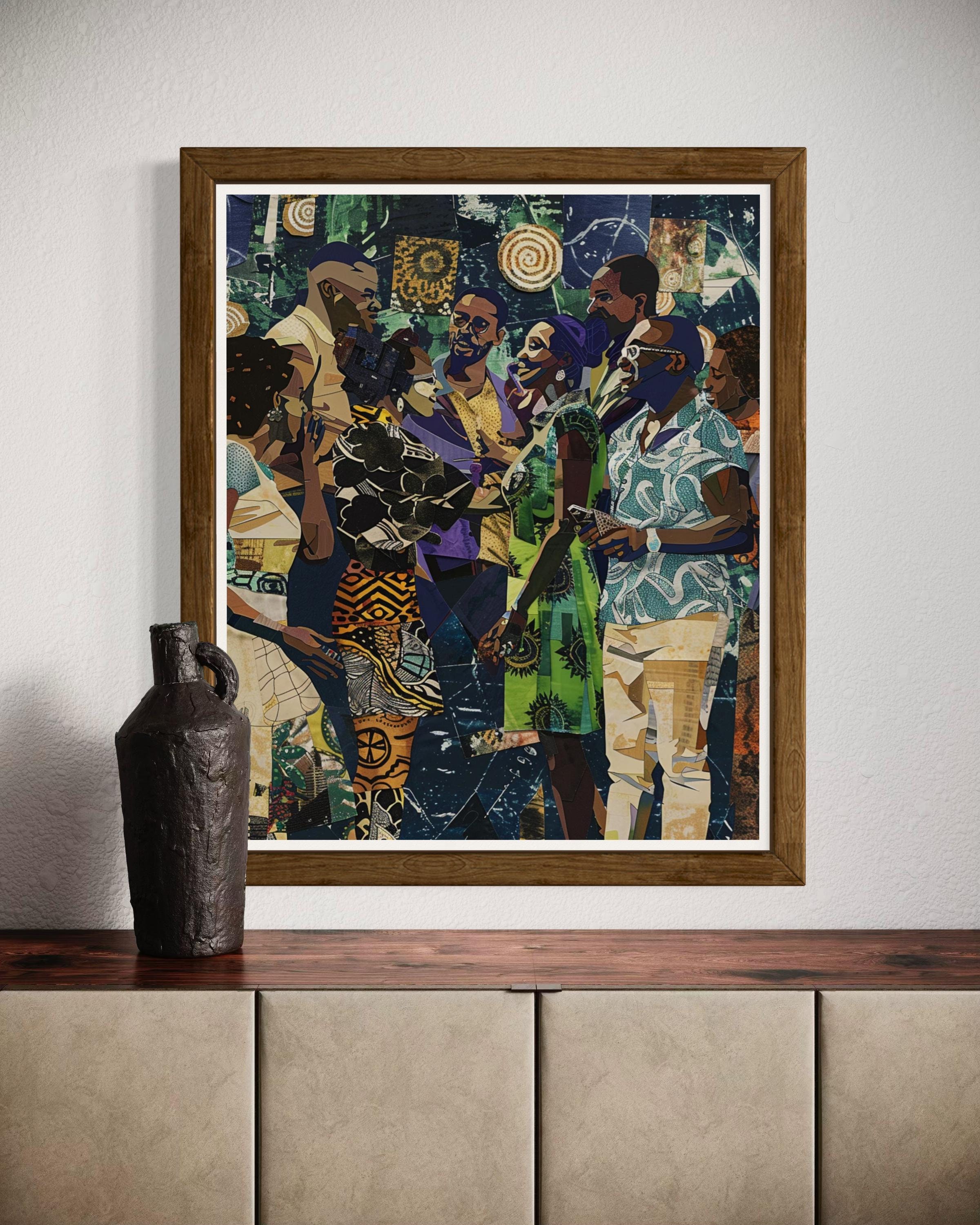 African American Art, Black Man Art, Black Woman Art, Black Art, African Wall Art, Black Culture Art, Urban Collage Art, Afrocentric Artwork