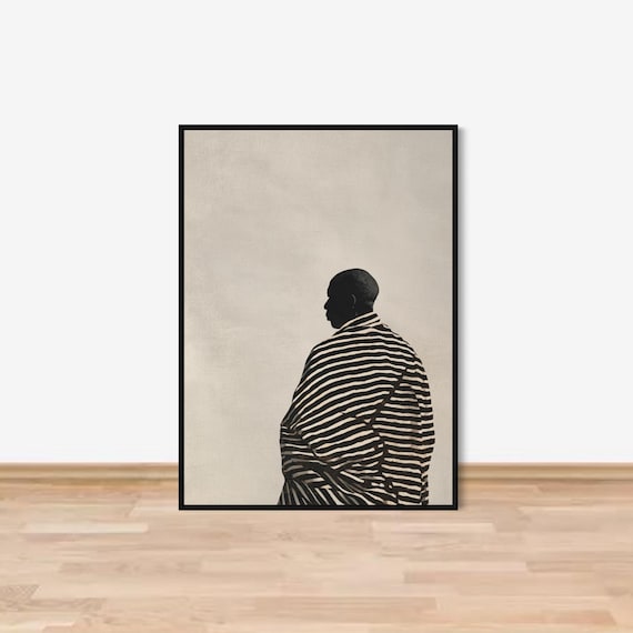 Black Art Decor, Afro Futurism Art Print, Black Man Artwork, African Wall Art, Black and White Art, Minimalist Afro Art, Afrocentric Artwork