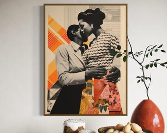 Arte nera vintage, arte di donne nere, poster di lesbiche nere, arte afroamericana, arte murale di ragazze nere, pose di moda nere, arredamento afrocentrico