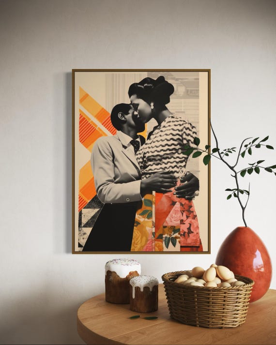 Vintage Black Art, Black Woman Art, Black Lesbian Poster, African American Art, Black Girl Wall Art, Black Fashion Poser, Afrocentric Decor