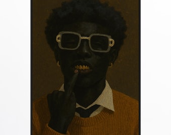 Láminas de arte negro, arte de hombre negro, arte mural de niño negro afrocéntrico, arte negro de lujo, arte afroamericano, decoración de arte abstracto, arte mural urbano