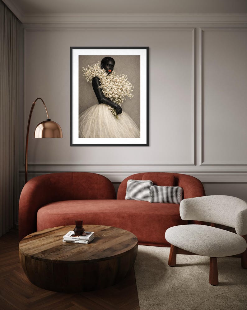 Babys Breath Wall Art, Ethereal Black Woman Editorial Print, Tulle Ballet African American Art, Beauty Decor, Printable Digital Download image 5