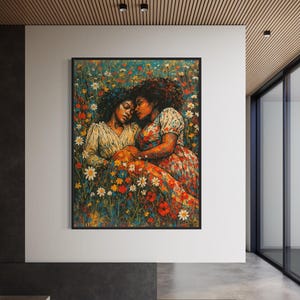 Black Couples Art, Black Romance Art, Black Girl Wall Art, Black Lesbian Art, Black Art Print, Black Love Wall Art,Black Lesbian Love Art