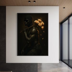 Black Man Flower Wall Art: African American Urban Print (Digital Download