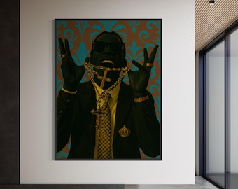 Arte mural urbano, impresiones de arte negro, arte mural de hombre negro, arte afroamericano, arte mural negro, arte mural de hombre negro, impresiones de arte mural de mujer negra