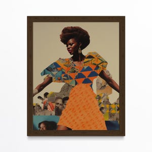 Black Woman Art - African Collage Art, Black Girl Wall Art, Afro Abstract Art, Modern African art, Artistic Afro Collage, Black Heritage Art