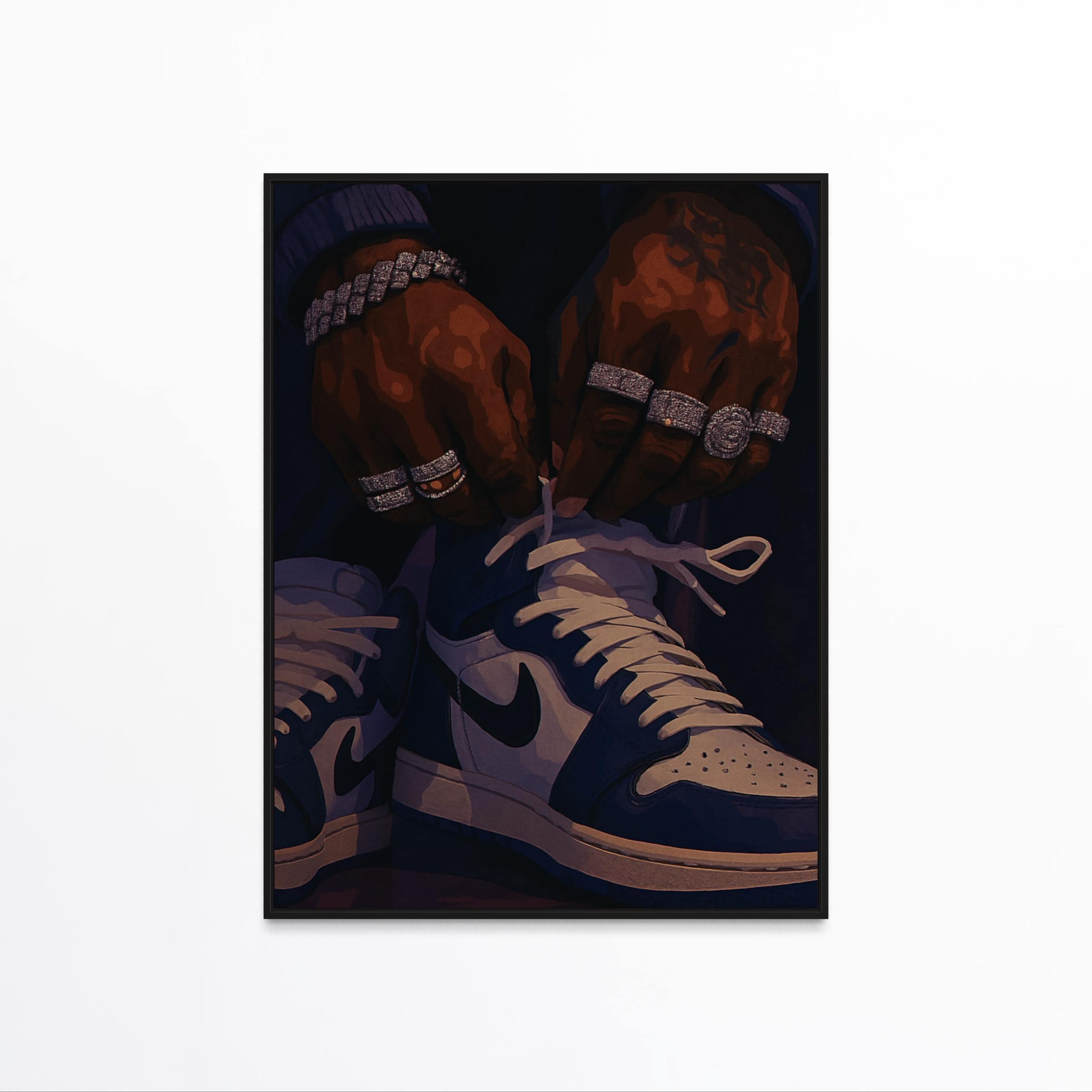 Arte murale urbana, stampe d'arte nera, arte di uomini neri, arte di donne nere, stampa artistica di sneakerhead, arte murale maschile, arte murale di ragazze nere, arte nera