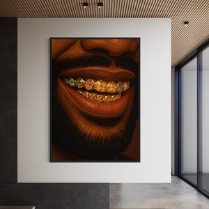 Impressão artística Black Man Grillz: decoração de parede urbana afro-americana (download digital)