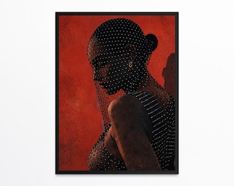 Sinnliche schwarze Kunst, schwarze Frau Kunst, schwarzes Mädchen Wandkunst, Afrocentric Fashion Wandkunst, afroamerikanische Kunst, urbane Wandkunst, schwarz Kunstdruck
