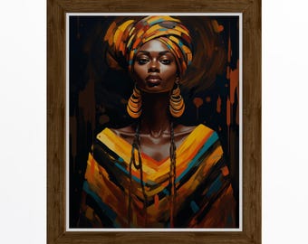 Black Art Decor, Black Woman Art, African Wall Art, Black Girl Wall Art, African American Art, Afrocentric Woman Artwork, Black People Decor