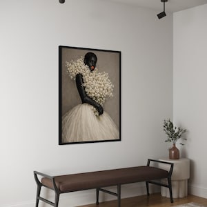 Babys Breath Wall Art, Ethereal Black Woman Editorial Print, Tulle Ballet African American Art, Beauty Decor, Printable Digital Download image 6