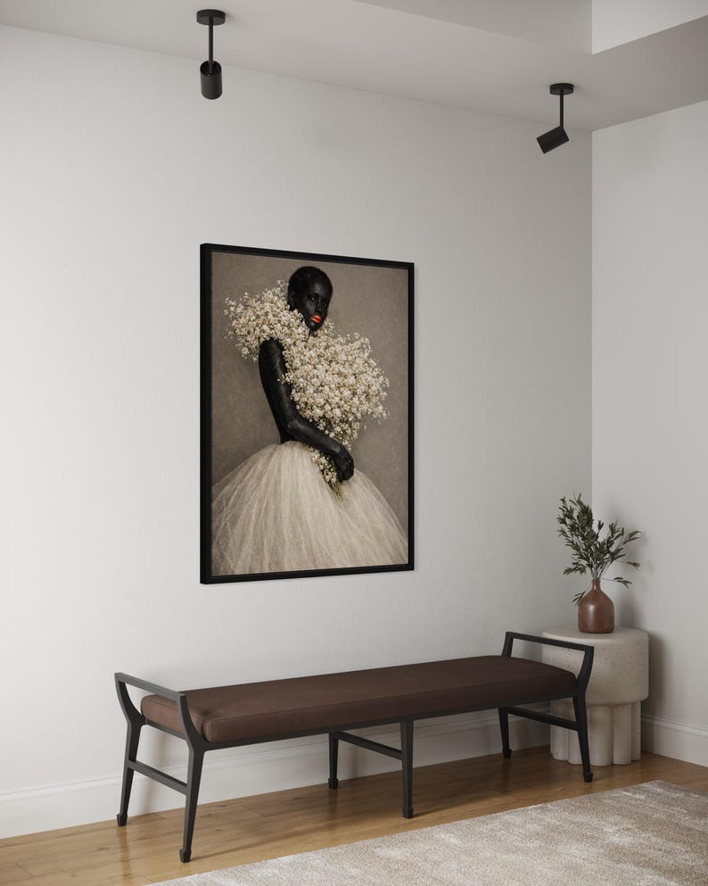 Babys Breath Wall Art, Ethereal Black Woman Editorial Print, Tulle Ballet African American Art, Beauty Decor, Printable Digital Download image 6