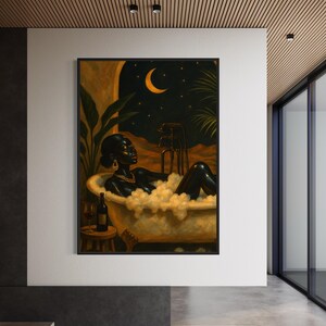Black Woman Art, Black Art Prints, Woman Bathroom Art, Black Girl Wall Art, African American Art, Black Bathroom Art, Urban Wall Art Prints