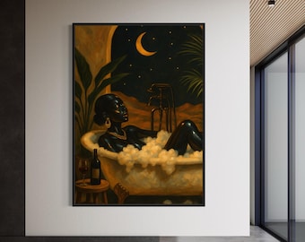 Black Woman Art, Black Art Prints, Black Girl Wall Art, African American Art, Woman Bathroom Art, Afrocentric Wall Art, Urban Wall Art Print