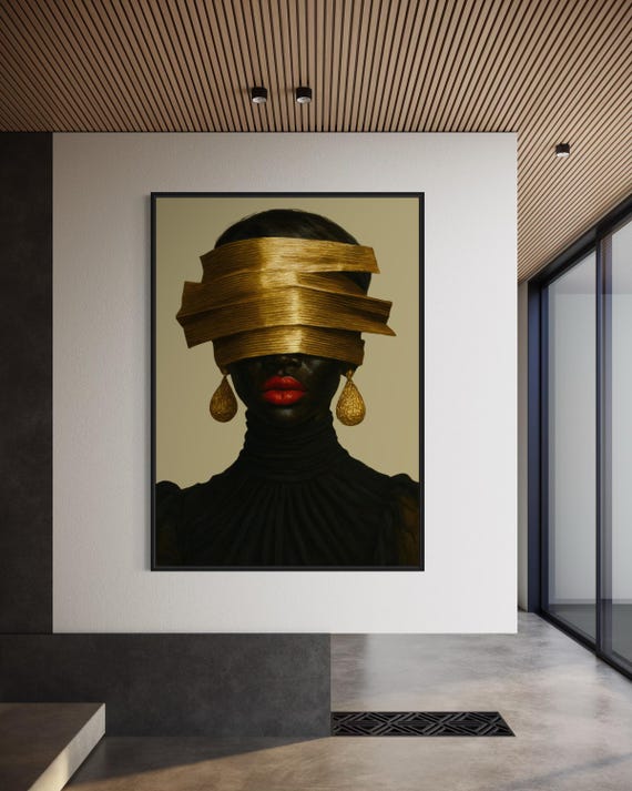 Black Woman Art, Urban Wall Art, Black Art Prints, Black Girl Wall Art, Afro Fashion Artwork, African American Art, Luxury Black Art Print