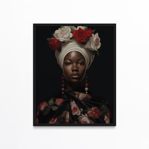Black Woman Art, Black Girl Wall Art, Black Wall Art, African American Art, Afrocentric Flower Head Art, Urban Wall Art, Black Art Prints