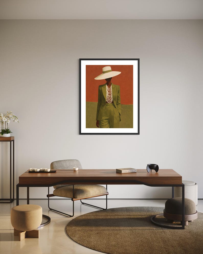 Black Girl Art, Urban Wall Art, Black Art Prints, Minimalist Black Woman Art, Abstract Black Art, African American Art, Afro Fashion Artwork image 4
