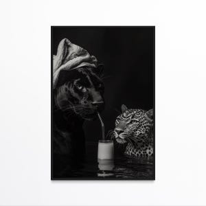 Luxury Fashion Poster, Leopard Wall Art, Black and White Print, Cheetah Print, Vogue Print, Chic Poster, Fashion Photography Art