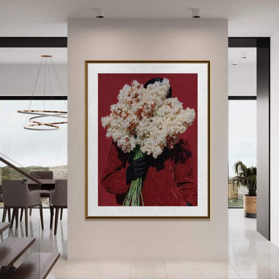 Afrocentric Fashion Wall Art, Black Woman Art, Black Art Prints, Urban Flower Artwork, Luxury Wall Art, Beautiful Black Art, Afro Chic Decor