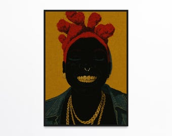 Black Girl Black Art, Urban Wall Art, Black Wall Art, Black Woman Wall Art, Black Art Prints, Black Grillz Poster, African American Wall Art