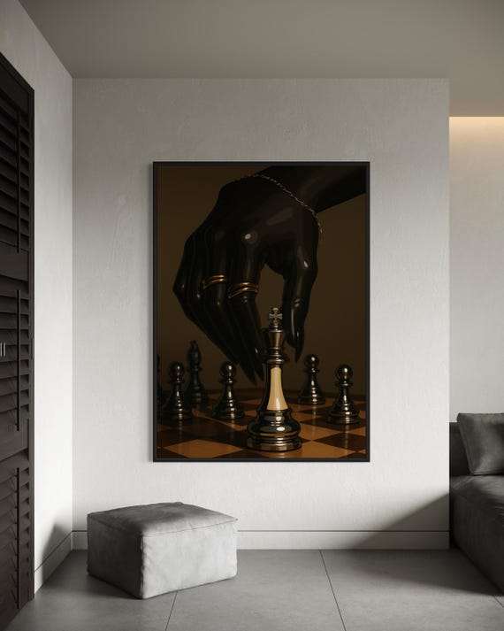 Black Art Prints, Black Woman Art, Chess Queen Black Art, Urban Wall Art, Black Girl Wall Art, African American Art, Black Culture Decor