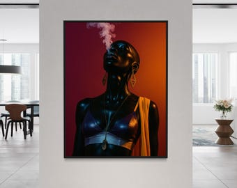 Arte mural urbano, arte de mujeres negras, impresiones de arte negro, arte afroamericano, arte mural de chicas negras, arte mural negro, obras de arte de personas negras, arte afro