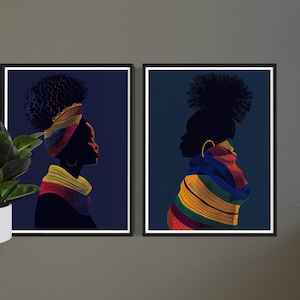 African Wall Art, Black Woman Art, African American Art, Black Girl Wall Art, African Woman Decor, Afrocentric Wall Art, Black People Art