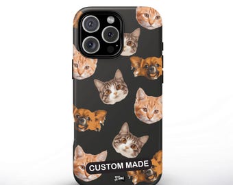 Personalisierte Haustier Foto Name Handyhülle, personalisierte Hund & Katze Portrait Cover für iPhone 16 Pro Max - Samsung S25 - Google Pixel 9 und andere