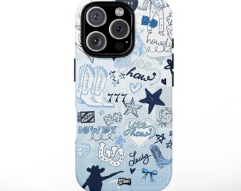 Funda para teléfono Coquette Coastal Cowgirl Collage, estilo bohemio playero del oeste, ¡Viva la vaquera!, carcasa resistente de vaquera pastel para iPhone y Samsung.